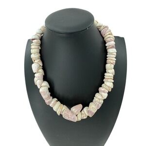 Puka Shell Necklace Womens Pink Blush White Chunky Bead Coastal Boho